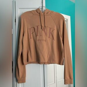 VS PINK women’s tan cropped hoodie, size small